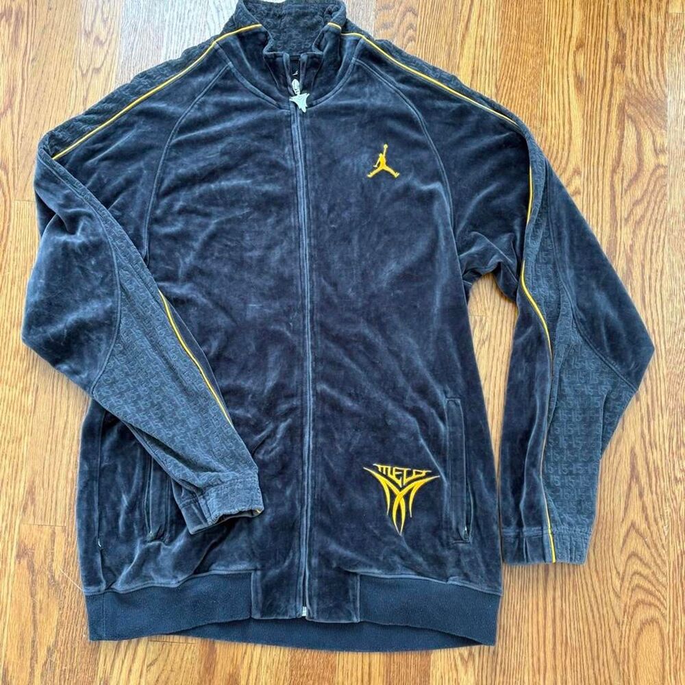 Vintage y2K Jordan velour track Melo Men's Medium Grey Jacket Carmelo Anthony